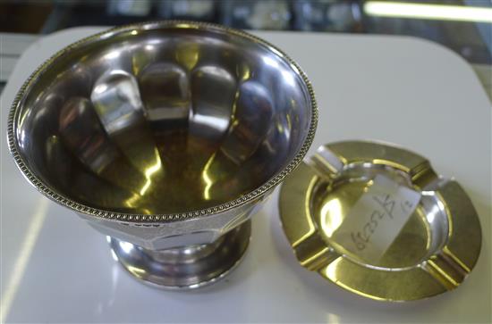 Silver sugar bowl and ash tray